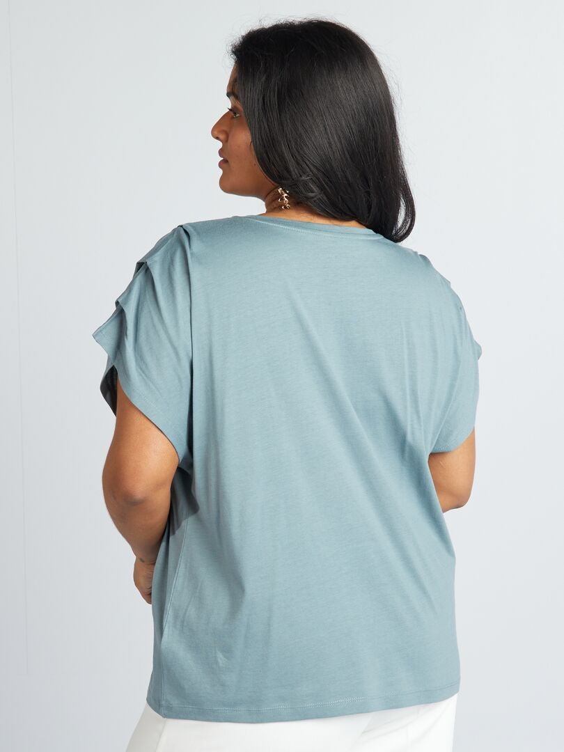 Camiseta de manga corta de color liso - AZUL