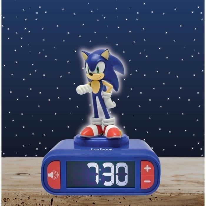 LEXIBOOK - Reloj despertador con luz nocturna sónica - Sonidos y melodías, pantalla LCD retroiluminada y brillante - Azul