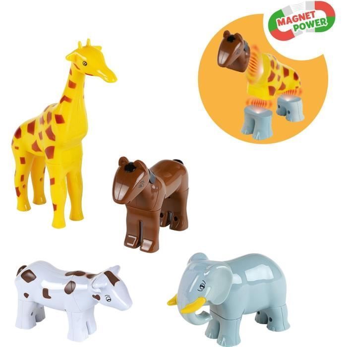 Magnetische dieren - KLEIN - 0065 - 4 grote dieren, grappige puzzel, open doos - 16 stukjes - Geschikt voor kinderen vanaf 12 maanden