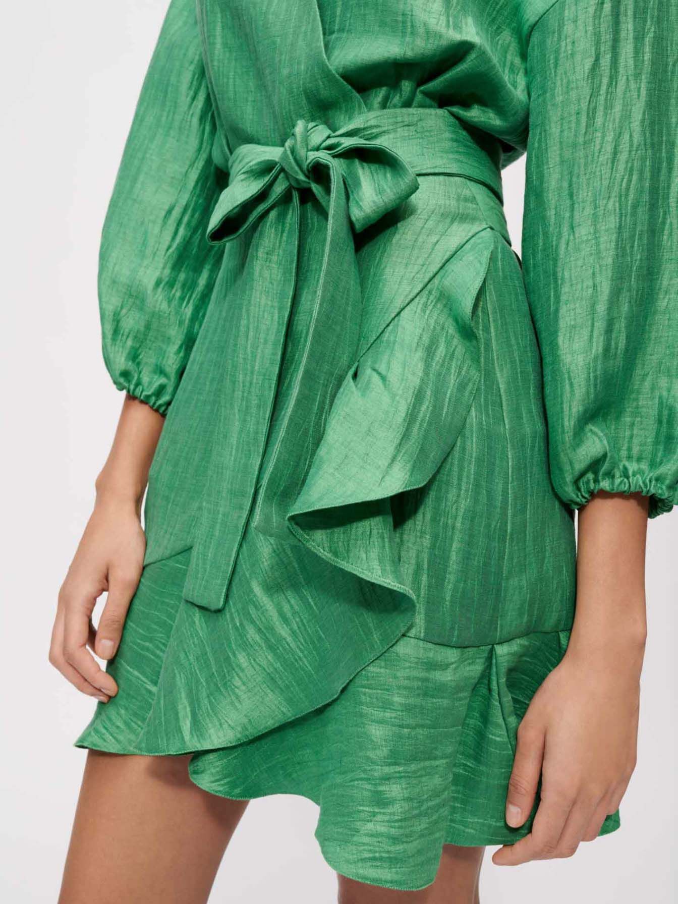 Rochie înfășurată cu nod-Vert