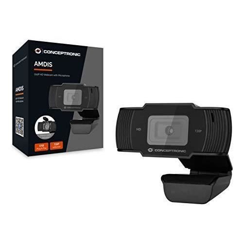 Webcam HD - CONCEPTRONIC - AMDIS05B - 720P - Noir - Avec Microphone