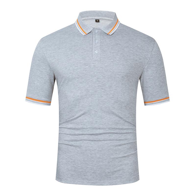 Summer New 100% Cotton Men Gray Polo Shirt Business Smart Casual Short Sleeve Solid Polo Shirt Basic Plain Polos Clothes
