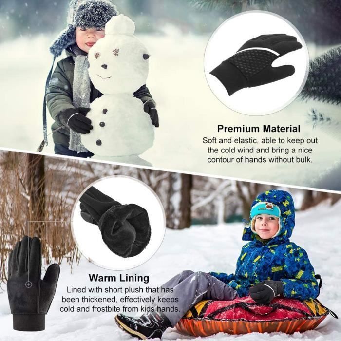 Guantes de invierno cálidos para niños, compatibles con pantallas táctiles: guantes térmicos antideslizantes y resistentes al viento para ciclismo, ideales para motociclismo, correr y esquiar.