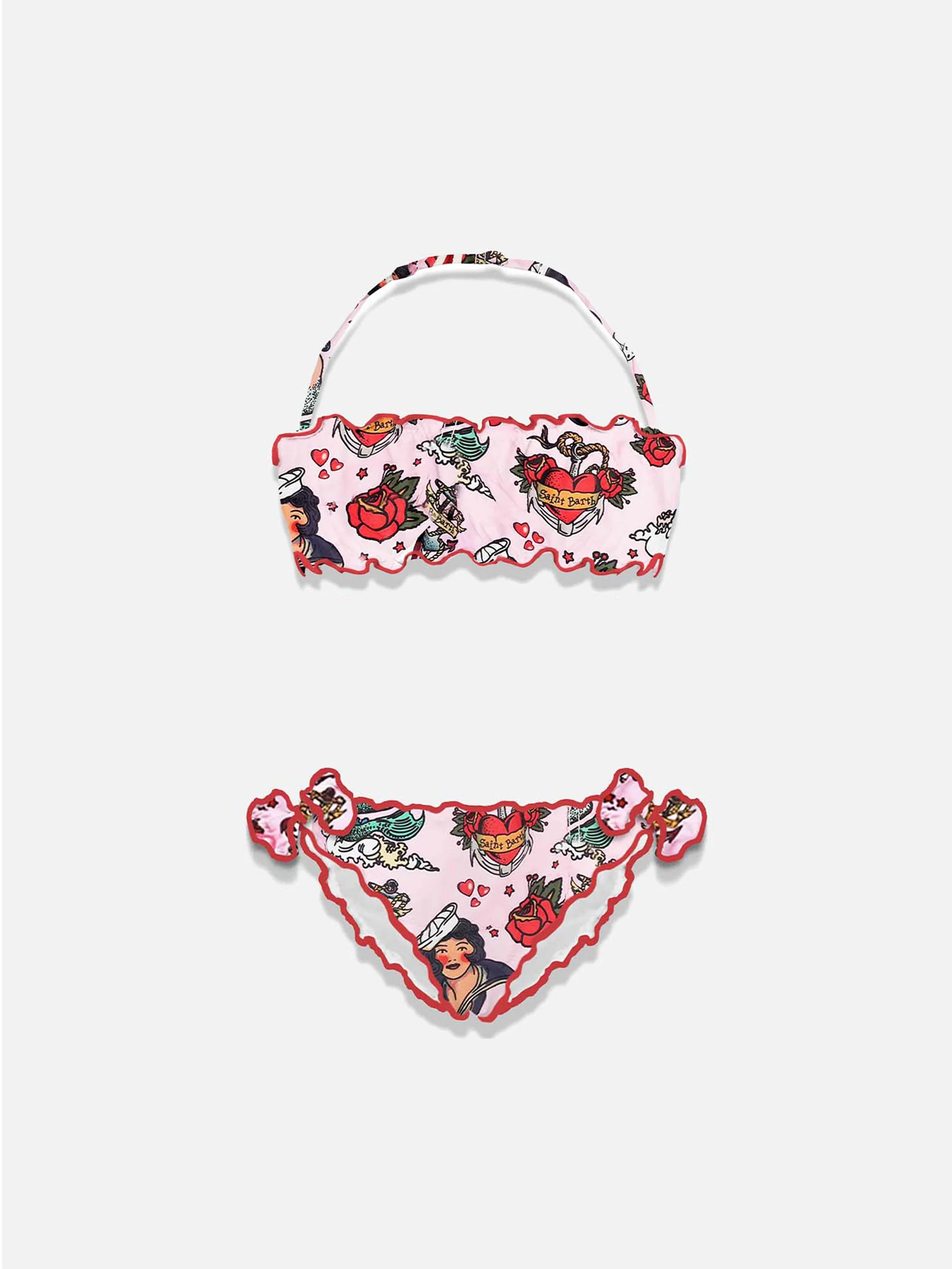 Bandeaubikini voor meisjes met zeemeerminprint
