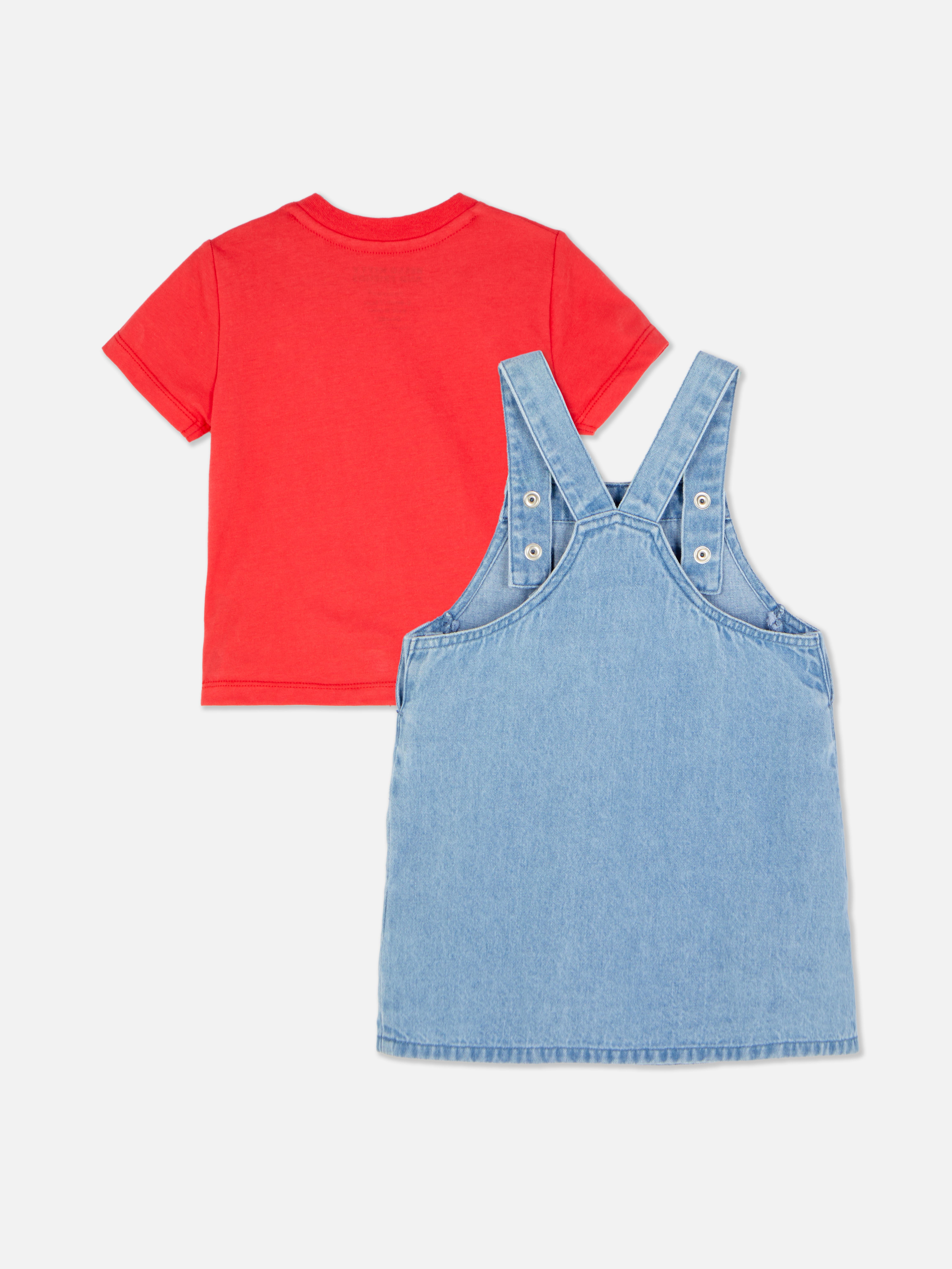 Set tricou și șorț din denim Hello Kitty Un tricou cu design Hello Kitty și un șorț din denim