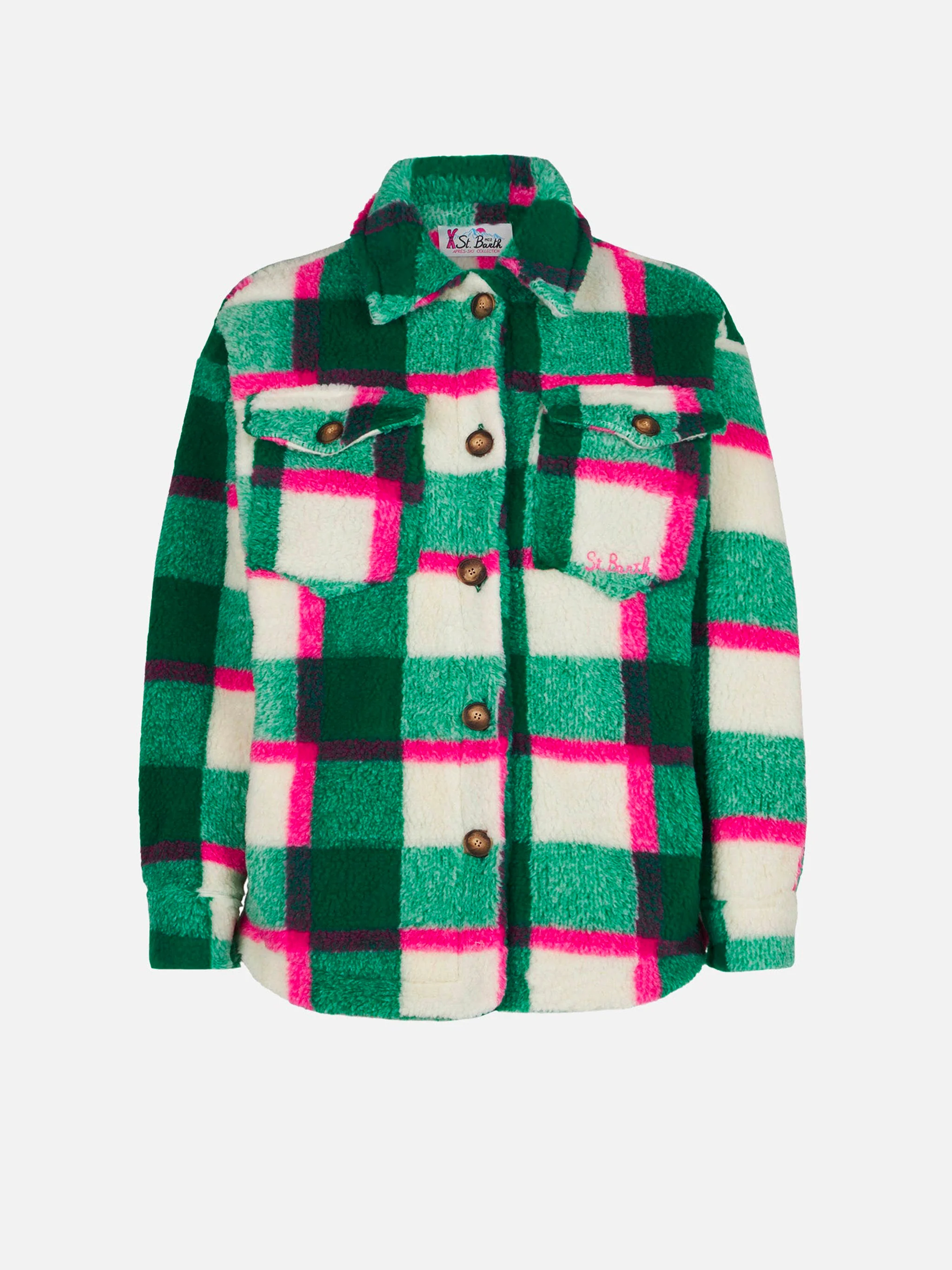Sherpa-overhemd voor meisjes met tartanprint.