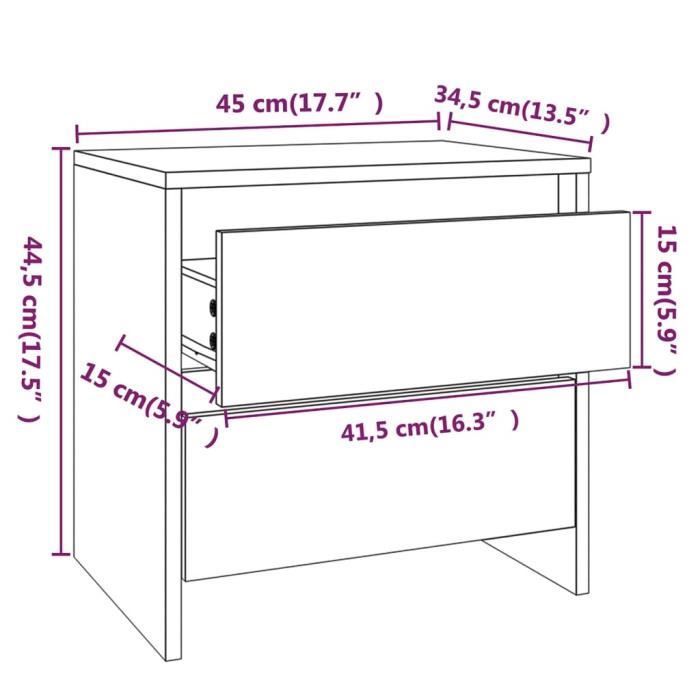 vidaXL Tables de chevet 2 pcs Blanc 45x34,5x44,5 cm Aggloméré
