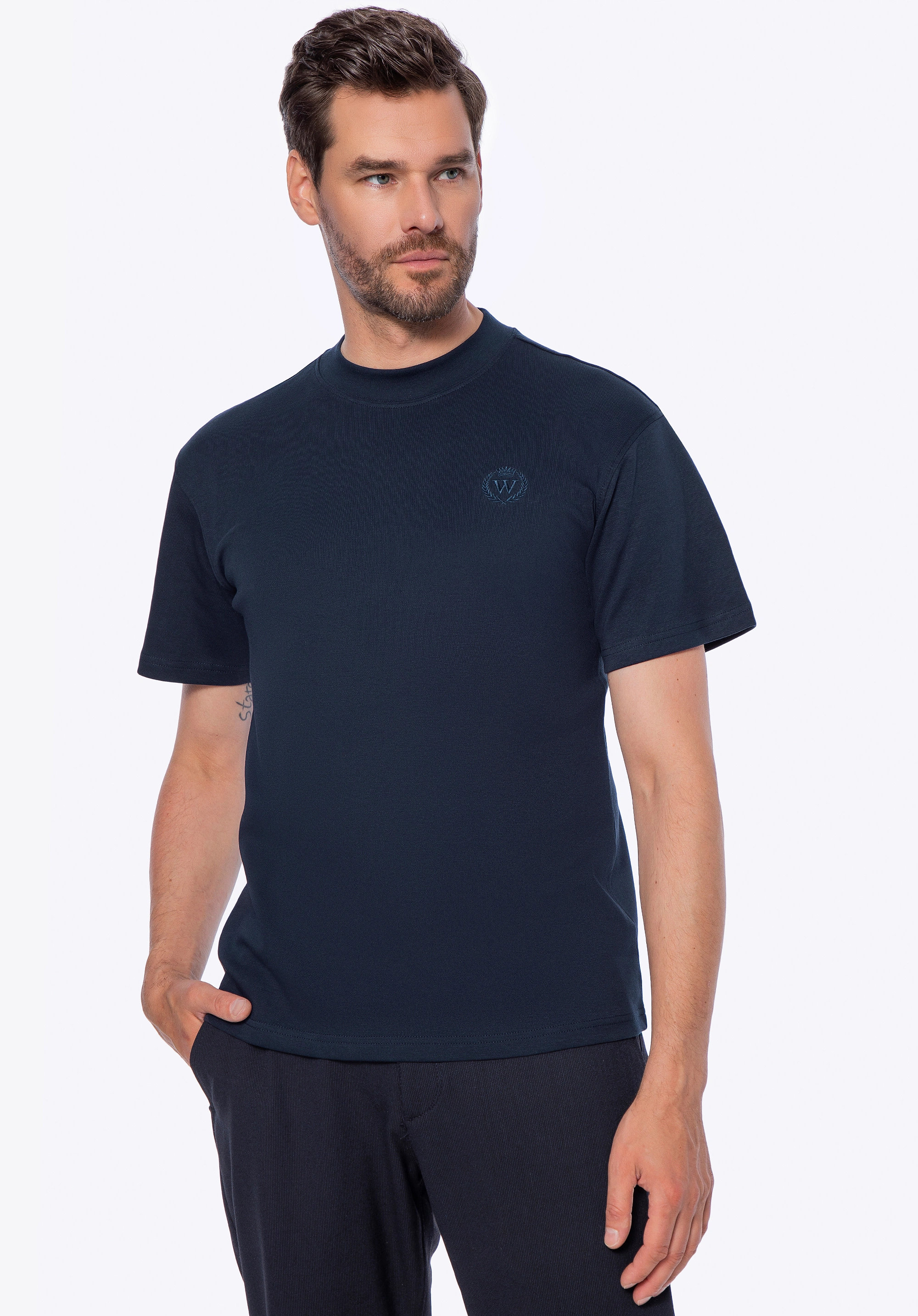 T-shirt męski z bawełny granatowy