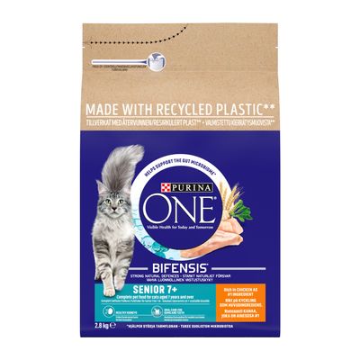 PURINA ONE Senior 7+ Alimento secco per gatti al gusto di pollo e cereali integrali