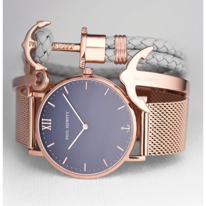 Paul Hewitt - Paul Hewitt Bracelet Femme PH-PH-NSNM Ancre Argent Bleu 18 cm Réf 54990