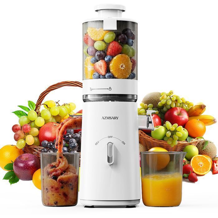 Extracteur de Jus de Fruits et Légumes avec Goulotte d'Alimentation de 120mm - Capacité de 1,5 L -99.6%Pureté du Jus Élevée -Blanc