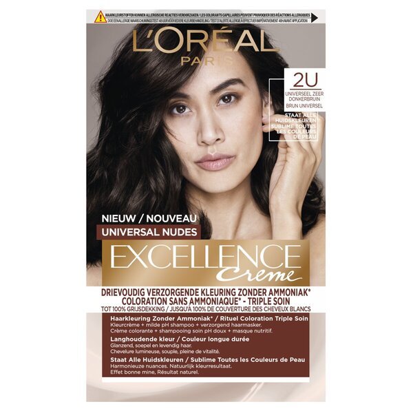 L'Oréal Paris Excellence Crème Universal Nudes 2U Trajna boja za kosu, vrlo tamnosmeđa