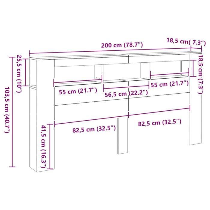 vidaXL Tête de Lit à LED, Panneau de Lit avec Rangement, Accessoire de Cadre de Lit, Meuble de Chambre à Coucher Maison, 837365
