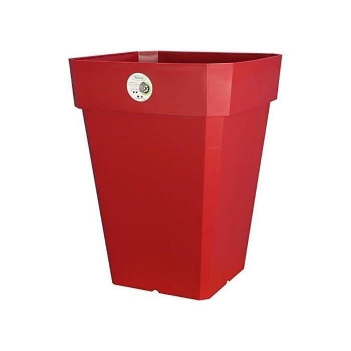 Pot de fleurs - RIVIERA - Soleilla carré - 39x39x36 cm - Rouge - Plastique 100% recyclable