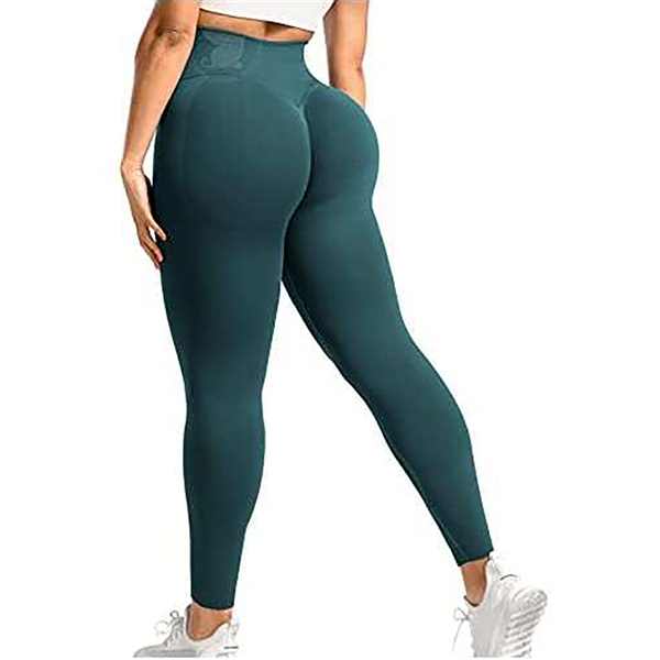 Leggings de sport push-up pour femme, effet push-up, sans coutures, taille haute, bleu marine, taille M : Sports et Loisirs