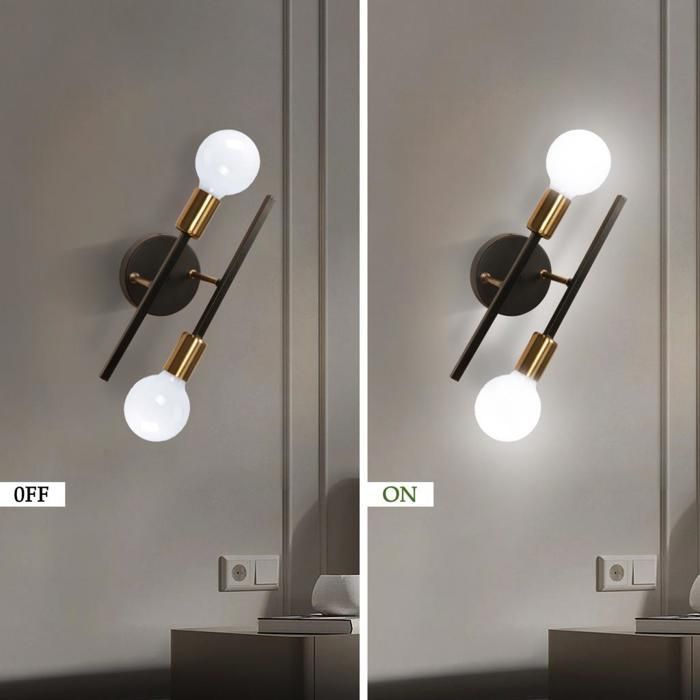 WOTTES Lot de 2 Plafonnier Vintage Industrielle - E27 2 têtes Métal Applique Murale Luminaire Intérieur - pour salon Couloir