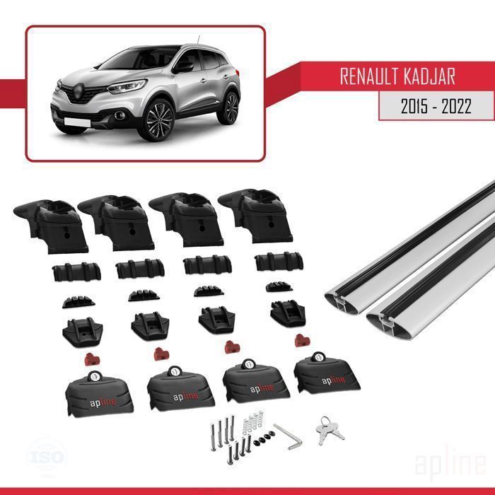 Barras de techo ACE-2 para Renault Kadjar 2015-2022, color gris.