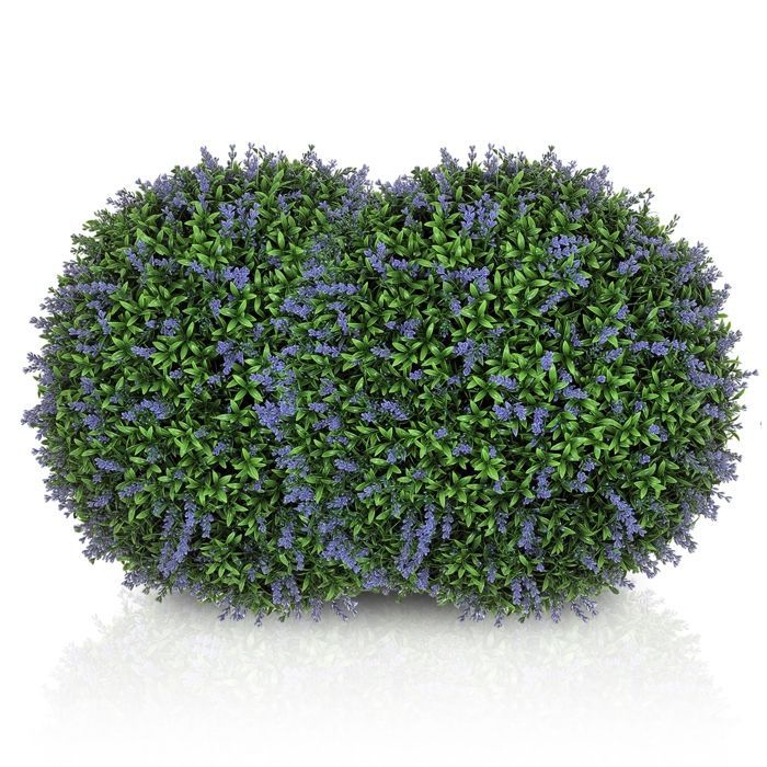 Juego de 2 bolas de topiario artificial - Resistentes a los rayos UV - Para uso interior y exterior - Hojas de PE - Ø 42 cm - Morado y verde