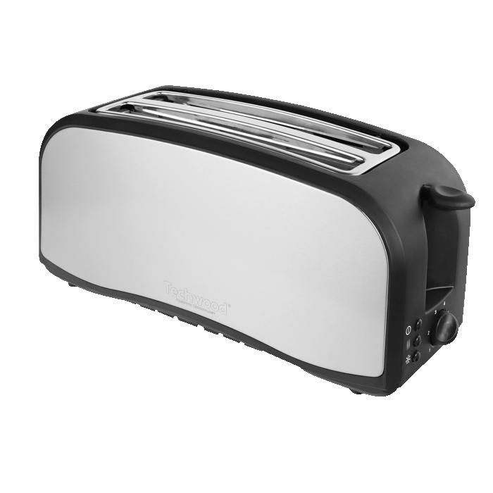 Tostapane Techwood TGPI-1416 in acciaio inox - Vassoio raccogli briciole - Potenza: 1400W - Nero