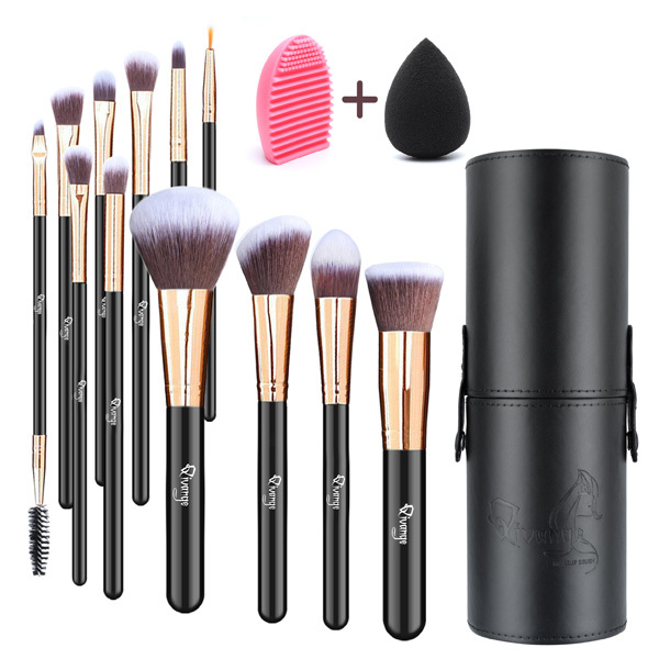 Sada štetcov na make-up Livingandhome 12 ks - zlatá ferula