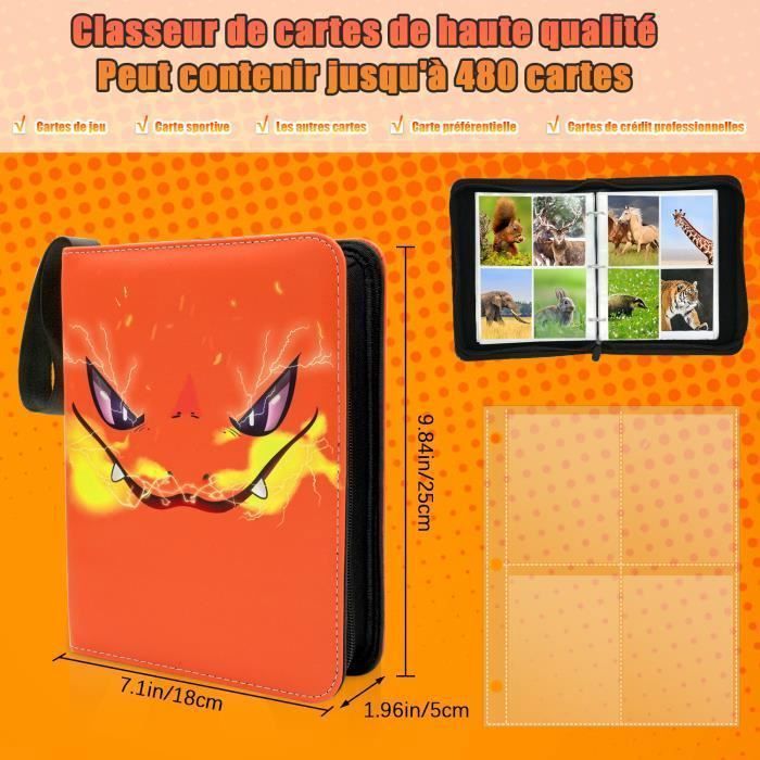 Carpeta para cromos coleccionables - KENLUMO - Capacidad para 480 cromos - 60 páginas - Naranja