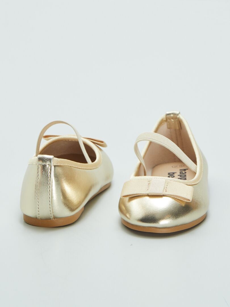 Bailarinas doradas con tacones pequeños - BEIGE