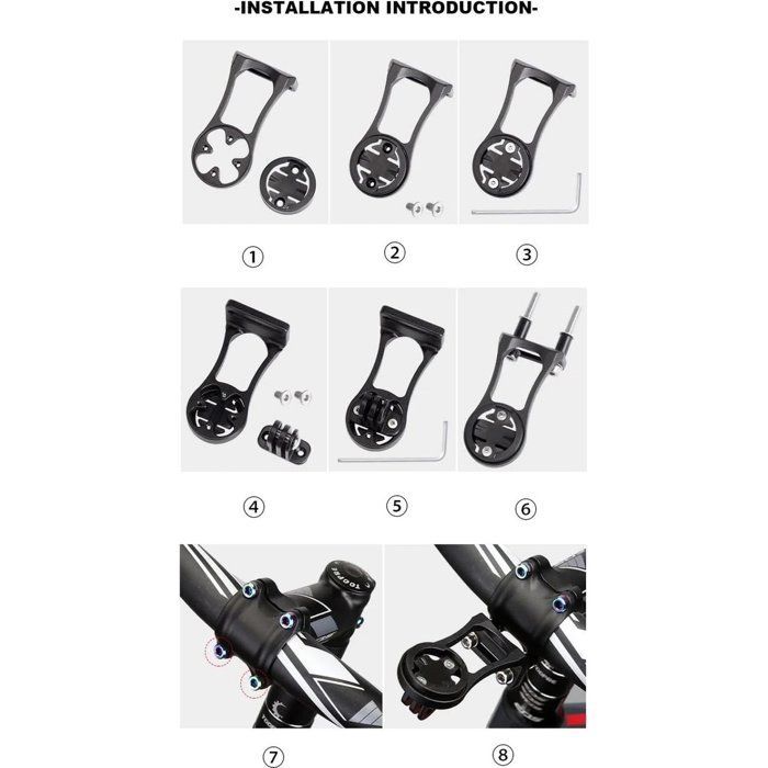 Support de compteur de vélo en alliage d'aluminium, fixation pour phare, adaptateur d'extension de guidon pour GPS Garmin Edge et