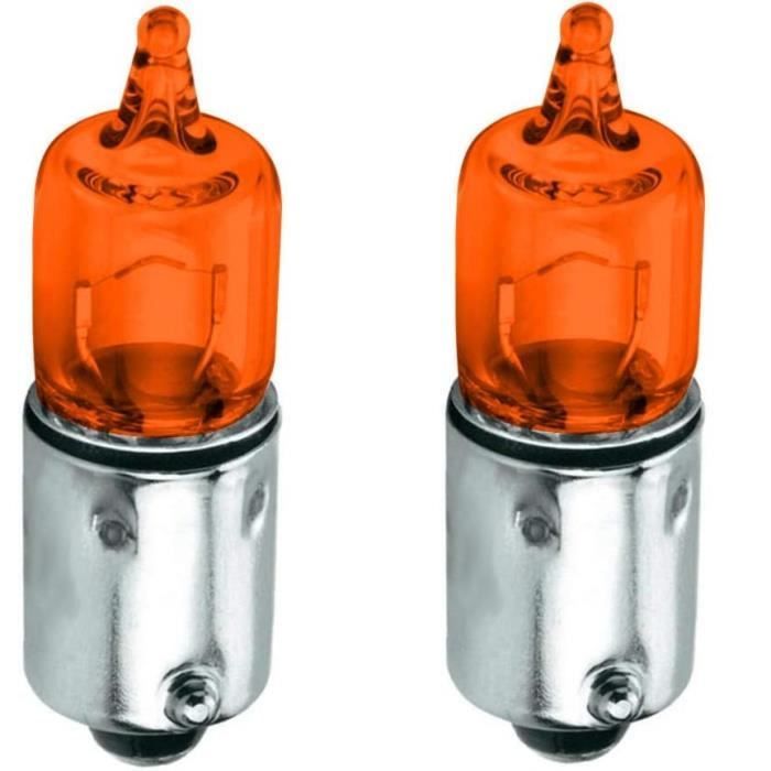 2x AMPOULE 12V 10W BA9S ORANGE AUTO LAMPE ANGEL EYES VOITURE VEILLEUSE FEU MOTO SCOOTER MOBYLETTE