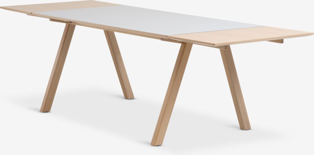 EGEBJERG Blagovaonski stol EGEBJERG 90x160/250 svijetlo siva/hrast