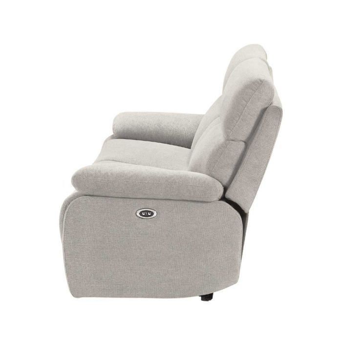 Canapé relax électrique 2,5 places tissu polyester gris clair - MIGUEL
