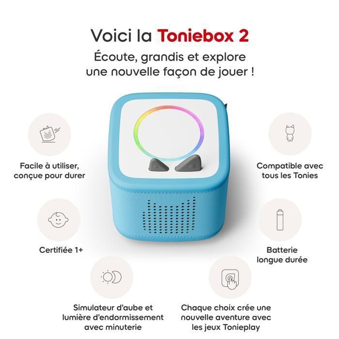 Coffret Toniebox 2 - TONIES® - Bleu Ciel - Robuste - Facile à Utiliser - Rechargeable USB
