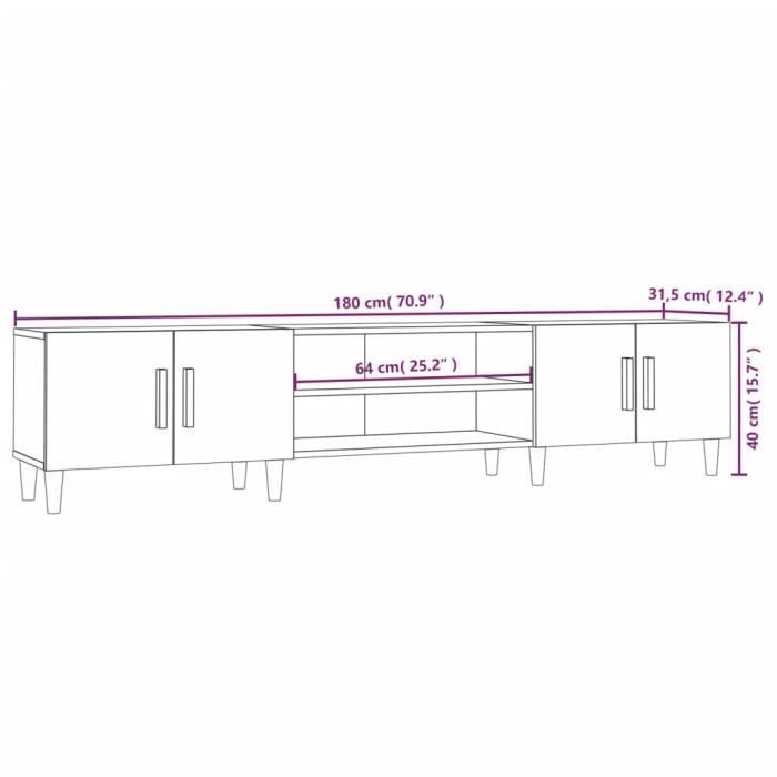 Mueble para TV vidaXL blanco, 180 x 31,5 x 40 cm, madera de ingeniería, 816256