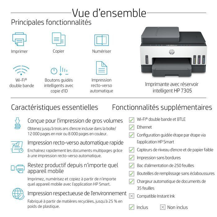 HP SmartTank 7305 All-in-One-Drucker – Thermotintenstrahl – Farbe – mit Tintentank