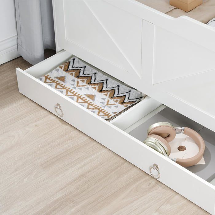 Coffre de Rangement-HOOBRO-Coffre à Jouets avec Tiroirs-Armoire à Jouets avec charnière de sécurité-Blanc