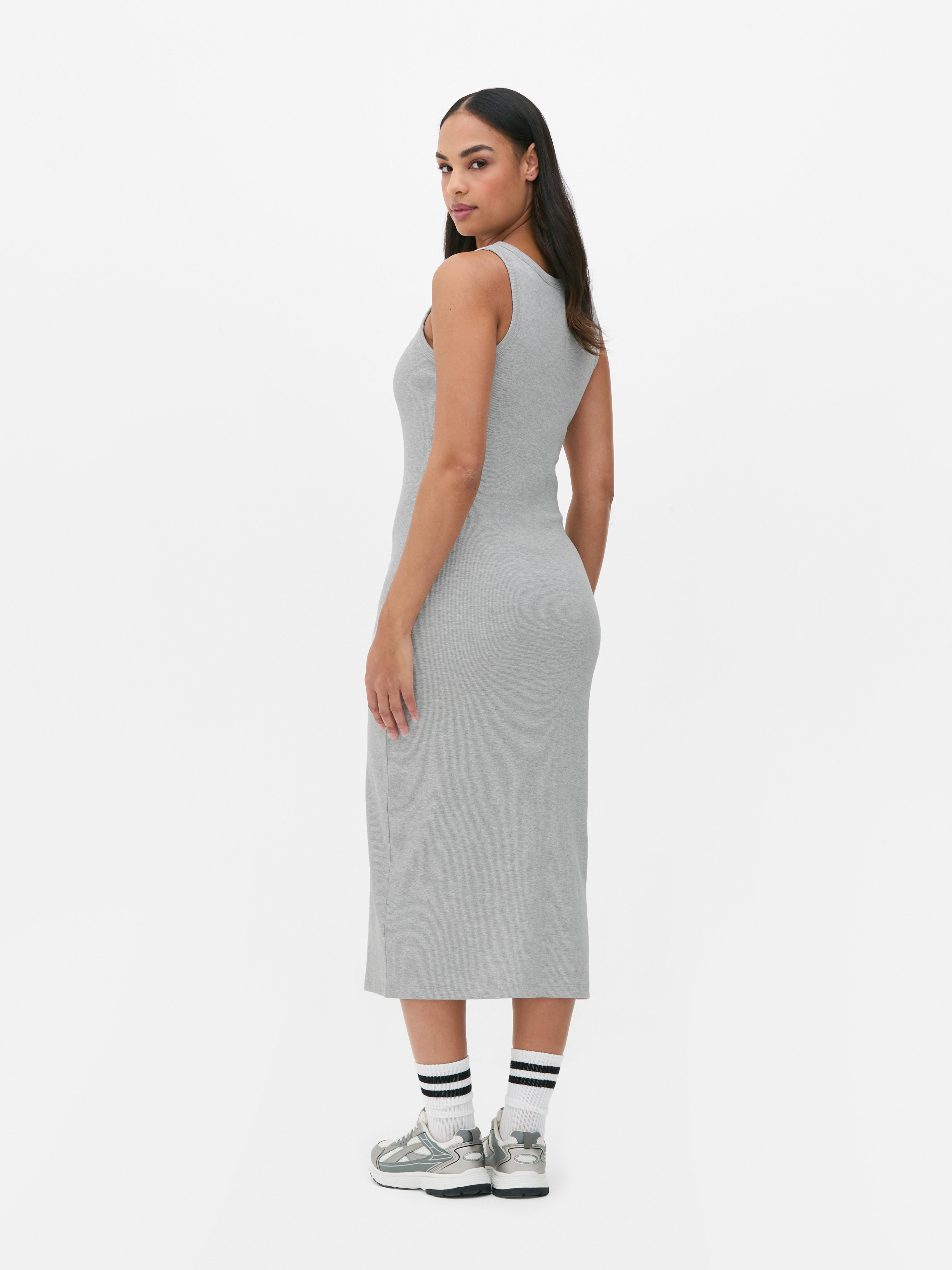 Rochie midi cu spate racer O rochie midi din jerseu cu design cu spate racer