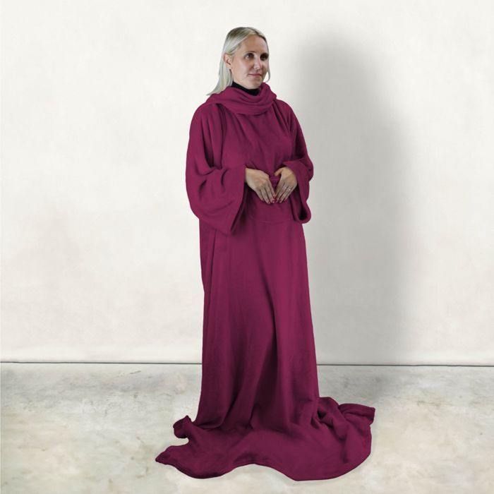 Coperta in pile integrale con maniche e tasca - Adulto 210 x 140 cm - Prugna - Vivezen