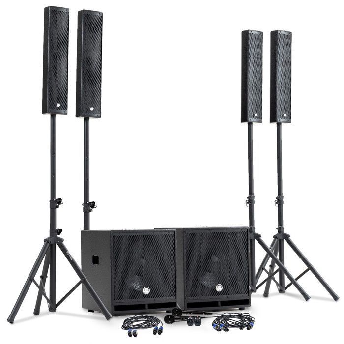 Complete 2400W DJ Sound Pack BM SONIC BMS-15-SLIM-BT, 4 Satellite Speakers, 2x SUB 38cm USB/Bluetooth, Cable Holders, Microphones