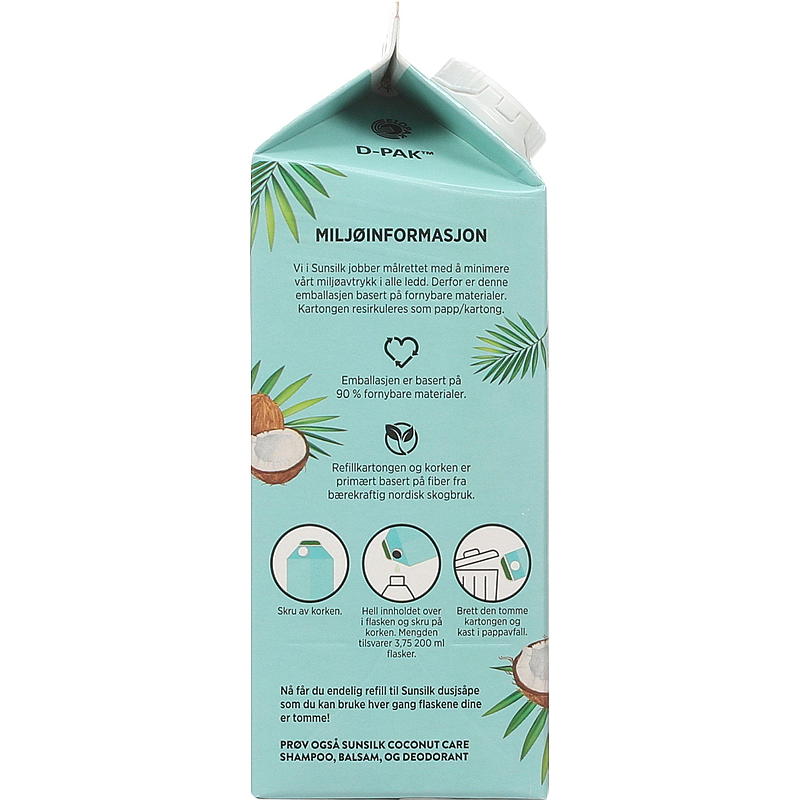 Sunsilk dusjsåpe 750 ml refill Kokos Sunsilk