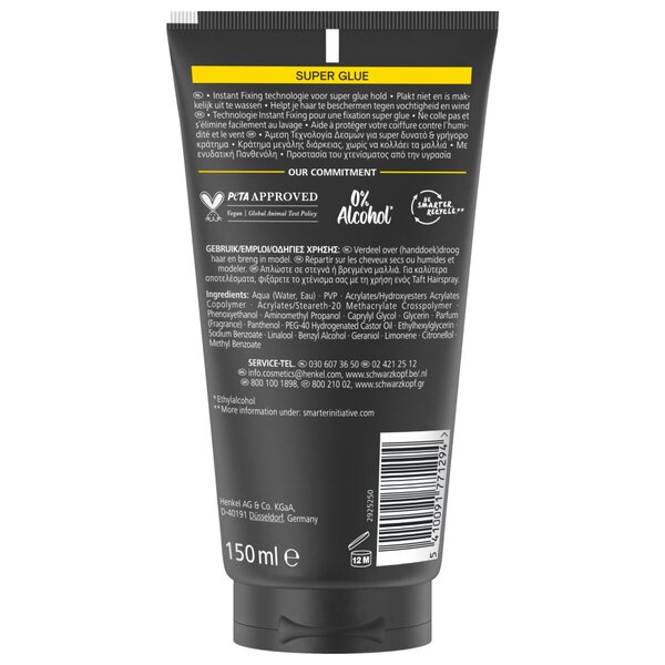 Schwarzkopf Taft Super Glue Nivel 14 Gel de păr Tub 150 ml