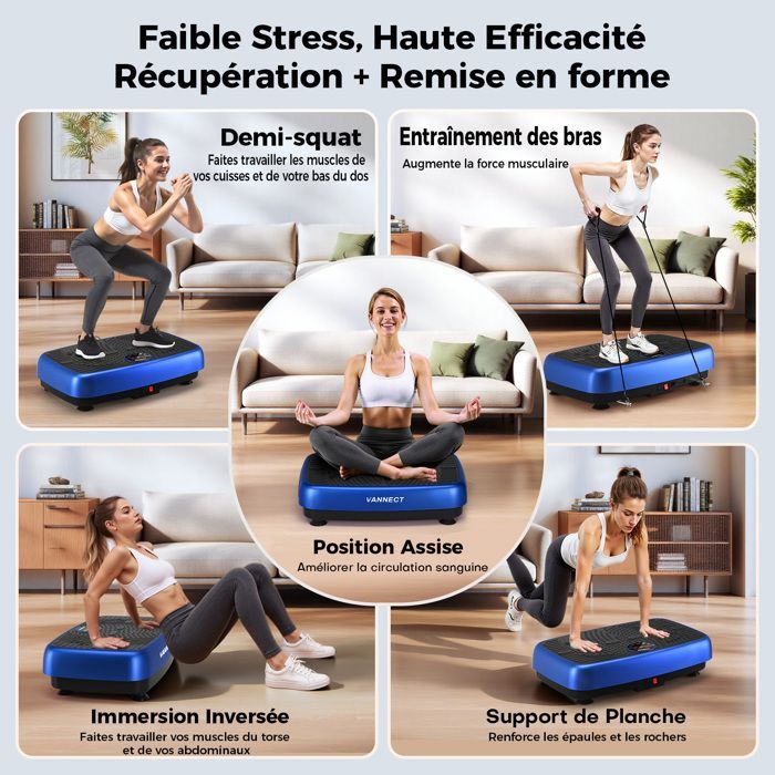 Plateforme Vibrante 2026 Neu 3D Plateforme 120 Vitesses avec Télécommande et écran LED - Massage - Bluetooth Intégré - 200kg Max