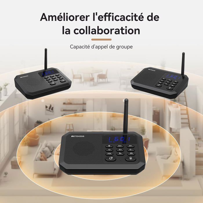 Retekess TH201 Two-Way Wireless Intercom System, 1 Mile / 2 km Range, Over 1500 Channels, Suitable for Seniors
