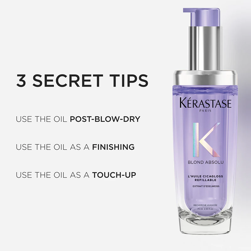 Óleo hidratante Kérastase Blond Absolu L'huile Cicagloss para cabelos loiros e com mechas.