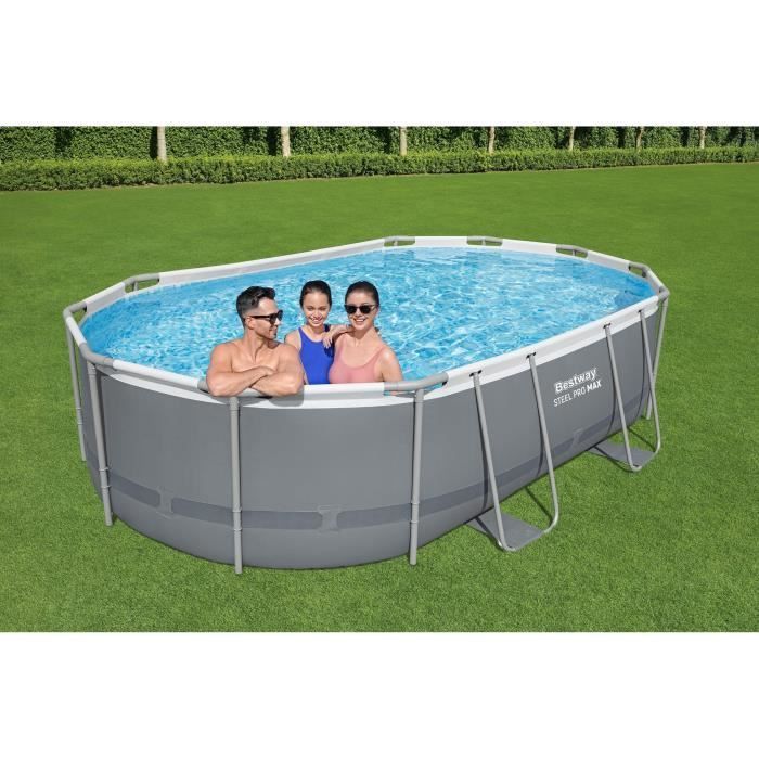 Kit piscina tubolare fuori terra BESTWAY - Steel Pro Max™ - 488 x 305 x 107 cm - Ovale (filtro a cartuccia, scaletta)