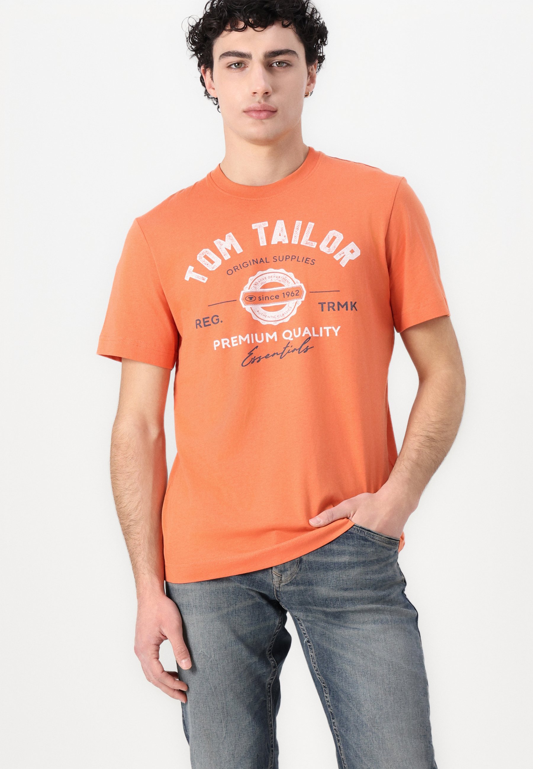 TOM TAILOR LOGO - Bedrukt T-shirt - baksteenoranje