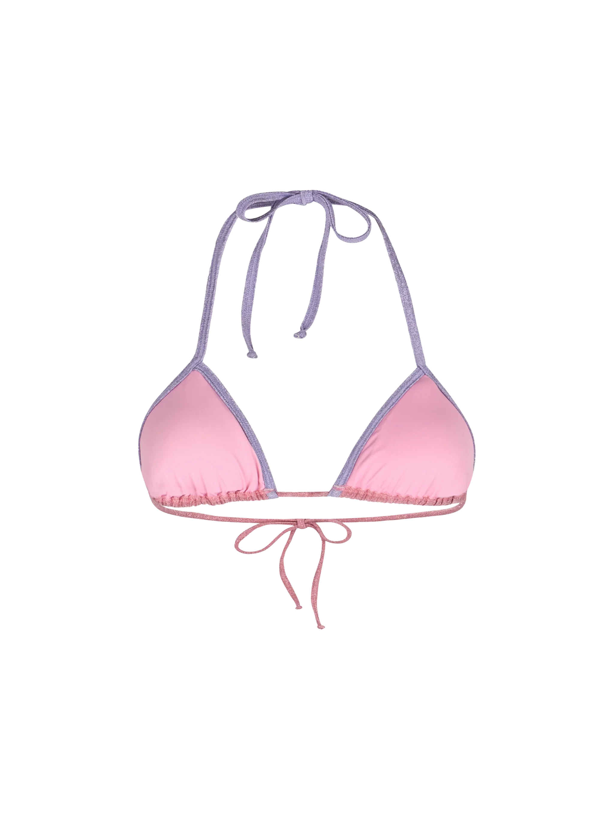 Leah roze lurex triangelbikinitop voor dames met bies
