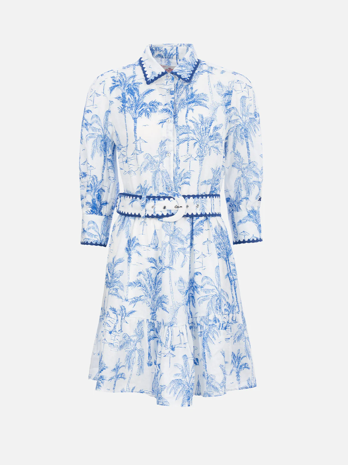 Damesjurk met korte blouse | Toile de Jouy-print | Rok met ruches | Verborgen zakken en elastische taille | 100% katoen | MC2 Saint Barth