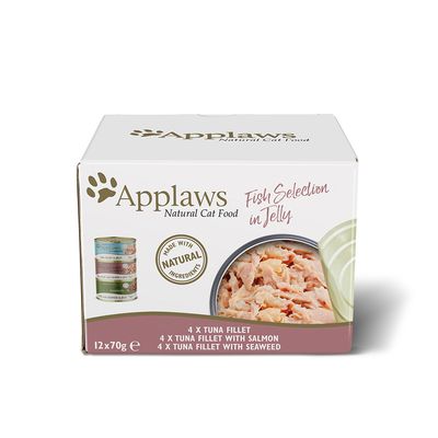 Applaws Dosenfutter für ausgewachsene Katzen, Thunfisch/Fisch in Brühe, 70 g