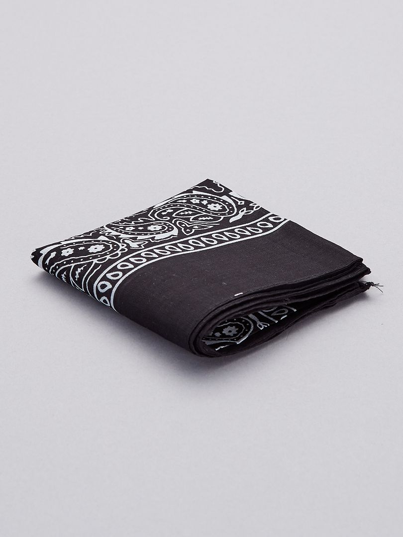 Bandana de algodão estampada - preta