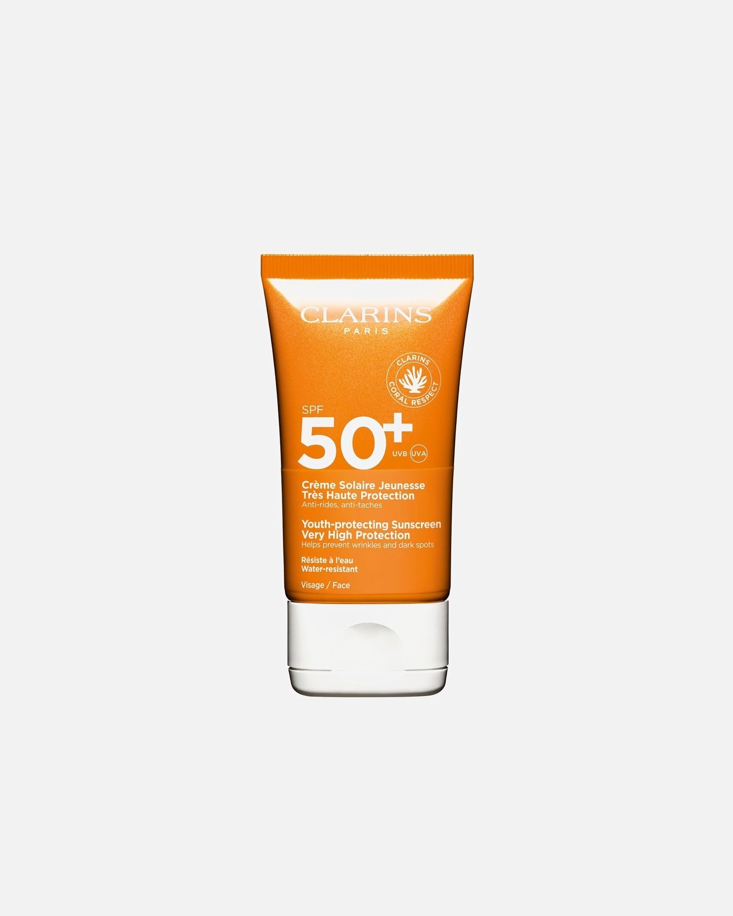 Clarins saules aizsargkrēms, saules aizsardzība jauniešiem, ļoti augsts saules aizsardzības faktors 50+ - 50 ml