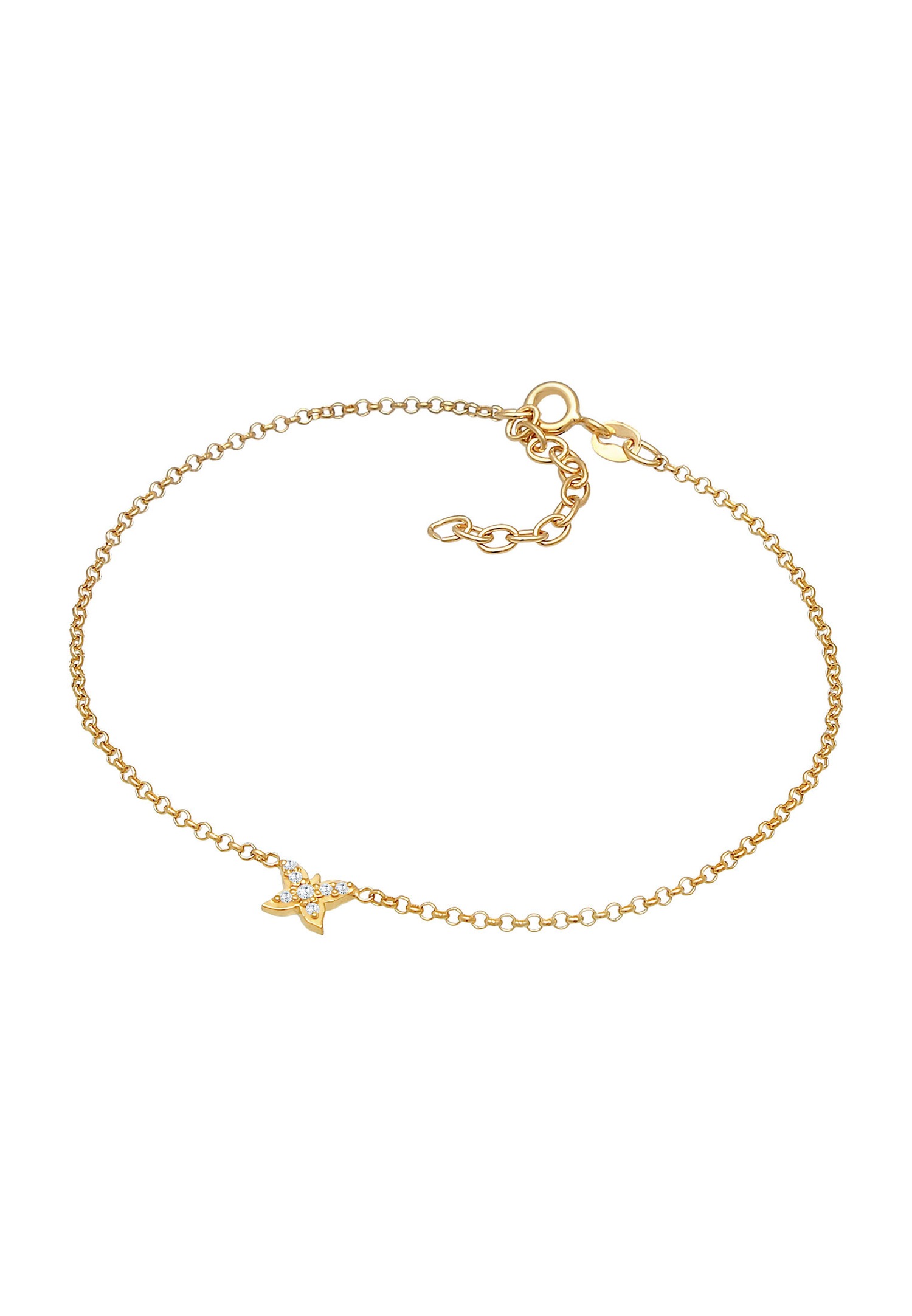 Elli Papillon d'enfant Simple Été Ajustable avec pierres de zirconium en argent sterling 925 plaqué or